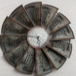 Windmill Galvanized Clock Farmhouse Style